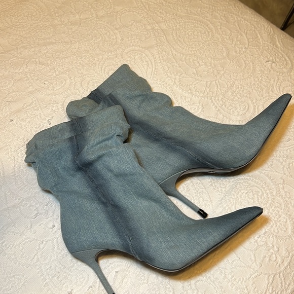 Zara ankle boot thin heel stilettos denim size 41 - Picture 5 of 6